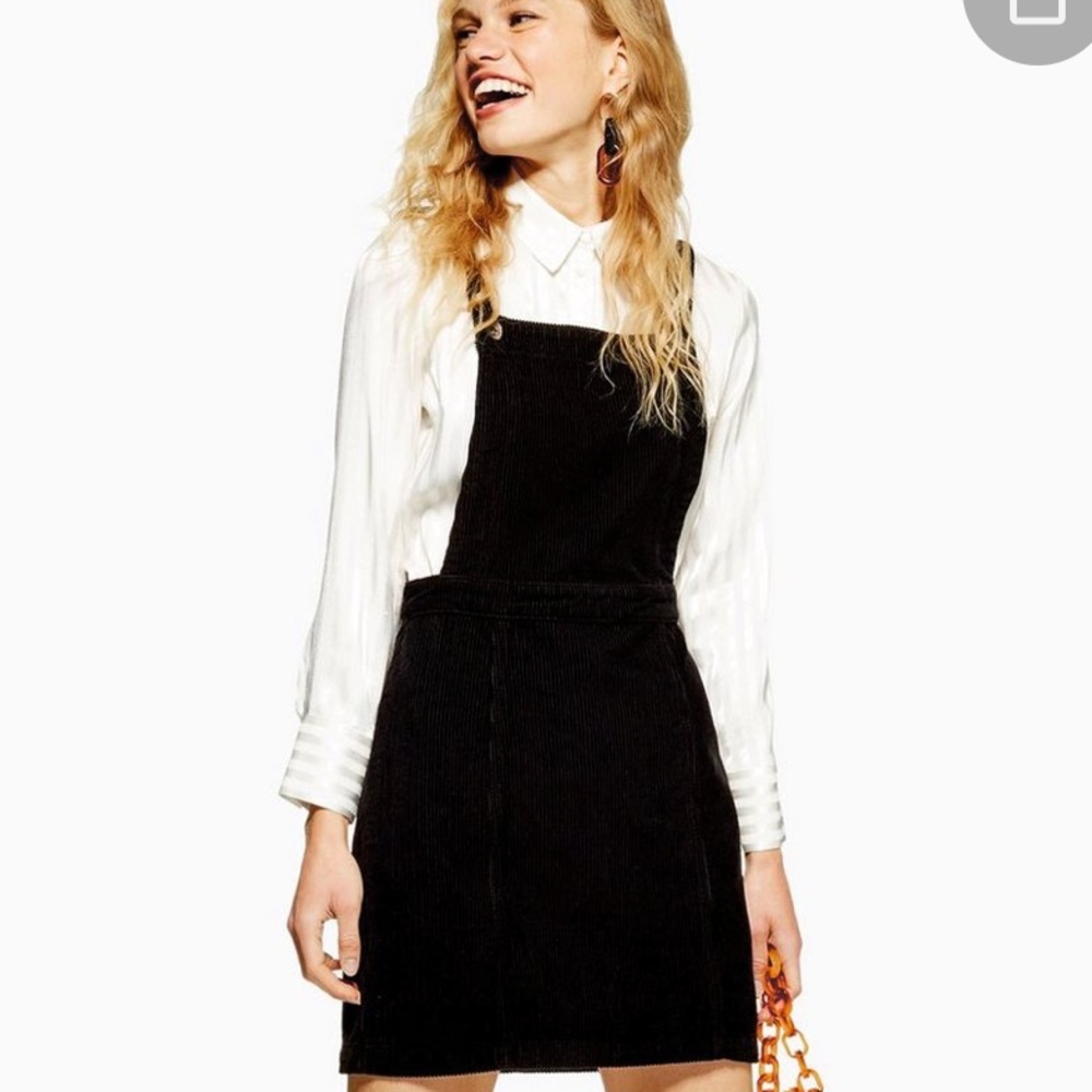 Black corduroy overall dress